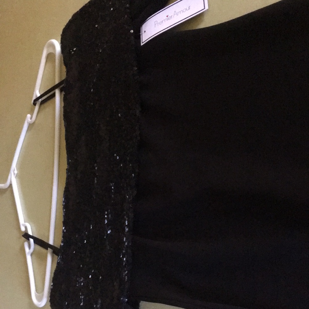 Off the shoulder knee length evening dress